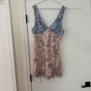 Free People Blue and Blush Floral Slip Dress